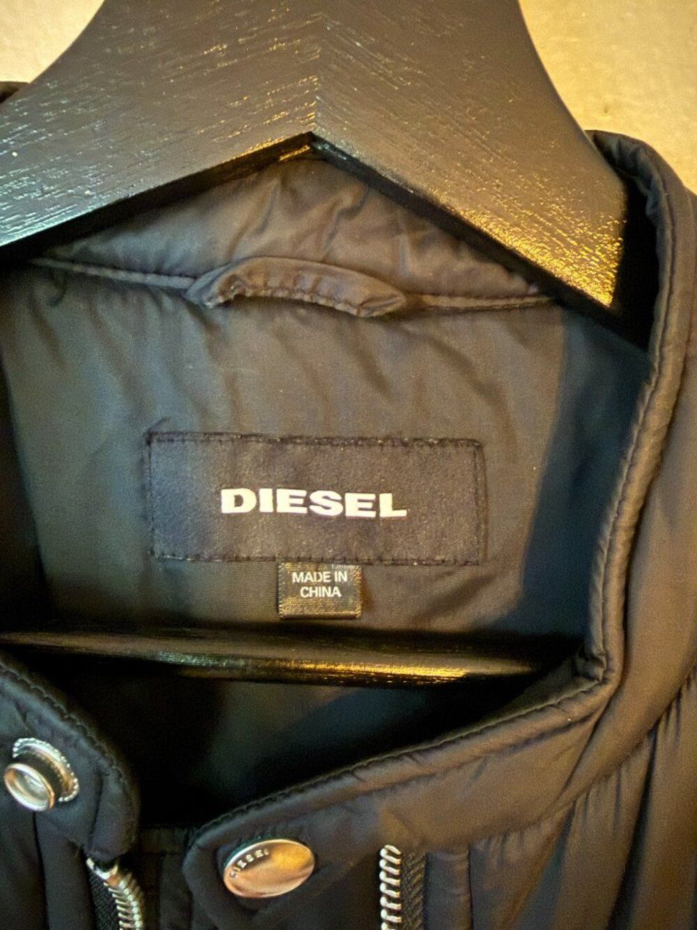 Diesel Black Quilted Nylon Moto Puffer Jacket Cosmic Noise Men's Size M - Picture 9 of 10